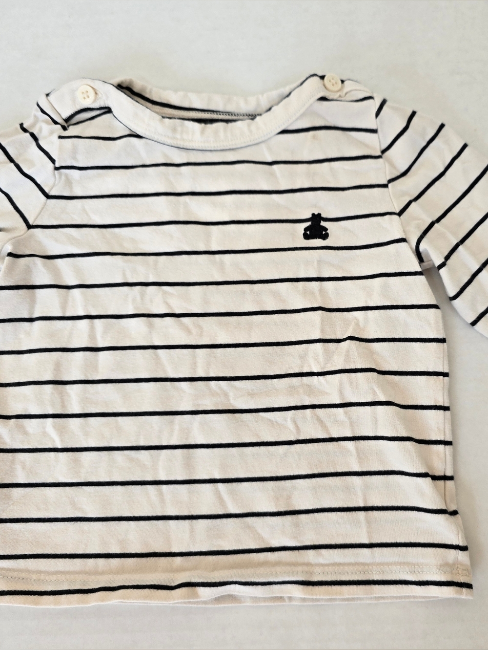 Baby GAP Organic Cotton Long Sleece Striped White Black 18 24 Months Unisex
